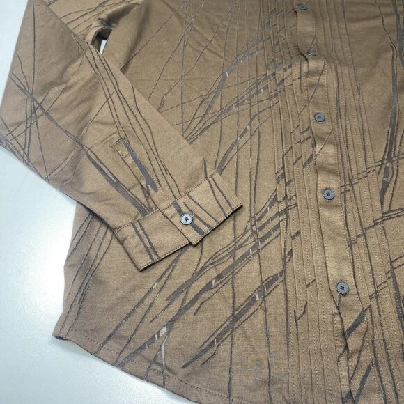 NEW JOHN VARVATOS Men's Phoenix Button Front Shirt – Size L – Dark Brown Laser - Picture 5 of 8